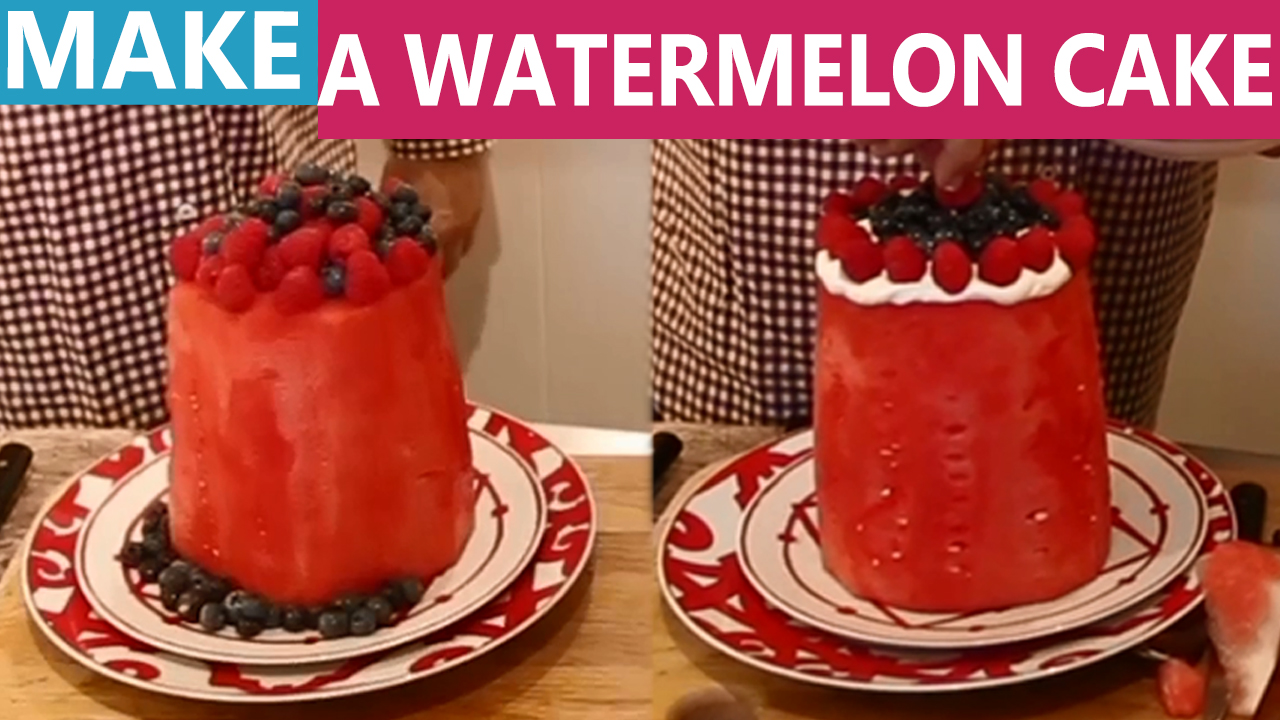 How to Make a Watermelon Cake with and without Yoghurt Icing